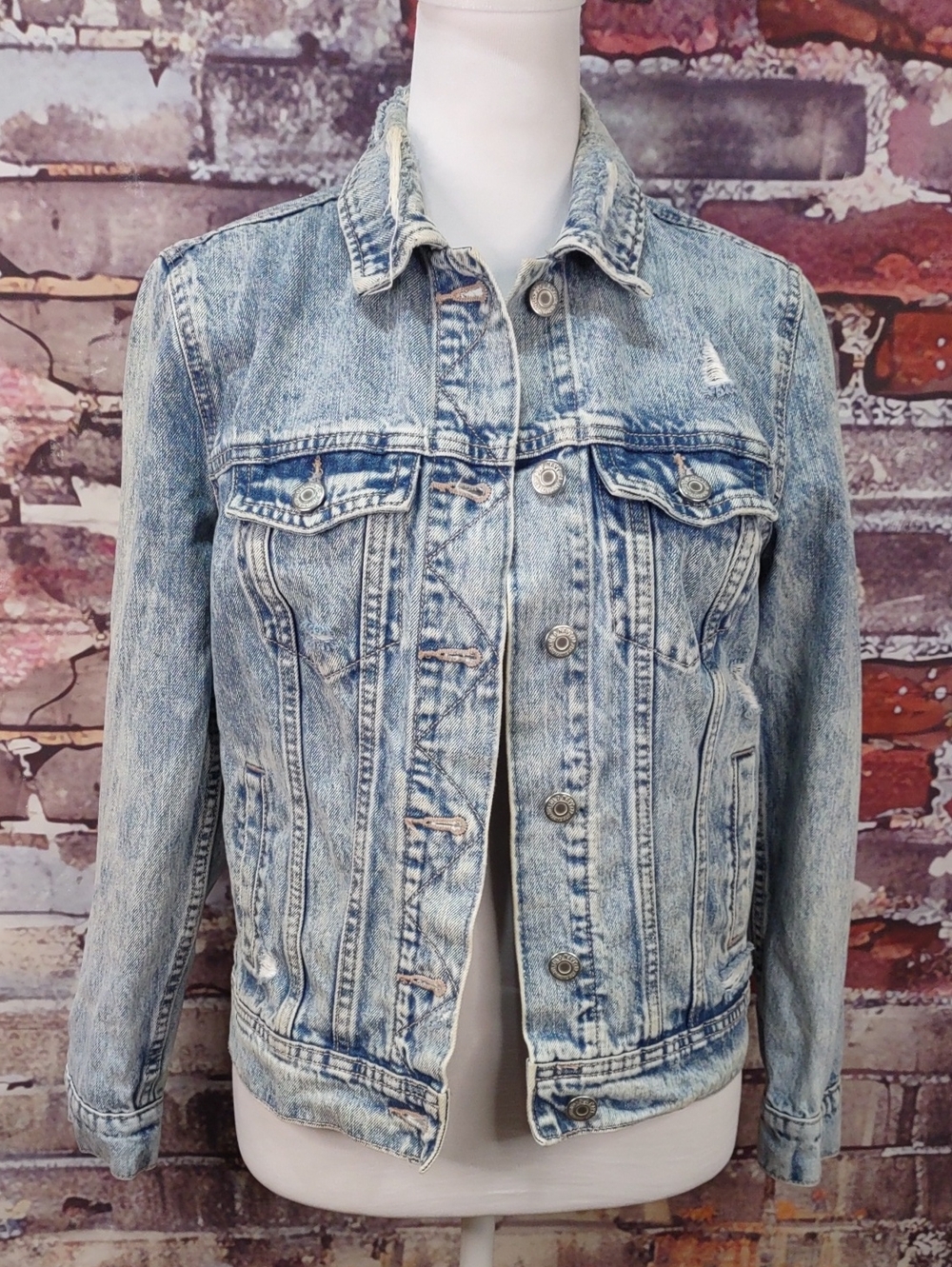 Old Navy Distressed Light Wash Denim Jacket